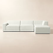 Faible 4-Piece L-Shaped White Performance Linen Standard Depth Sectional Sofa with Left Arm