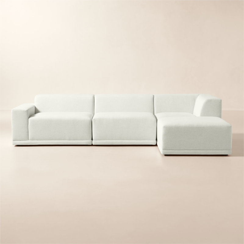 Faible 4-Piece L-Shaped White Performance Linen Standard Depth Sectional Sofa with Left Arm - image 0 of 16