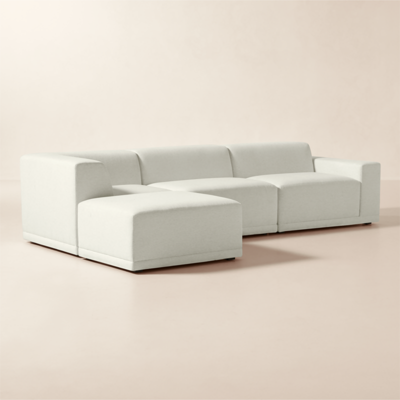 Faible 4-Piece L-Shaped White Performance Linen Standard Depth Sectional Sofa with Right Arm - image 4 of 15
