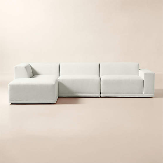 Faible 4-Piece L-Shaped White Performance Linen Standard Depth Sectional Sofa with Right Arm