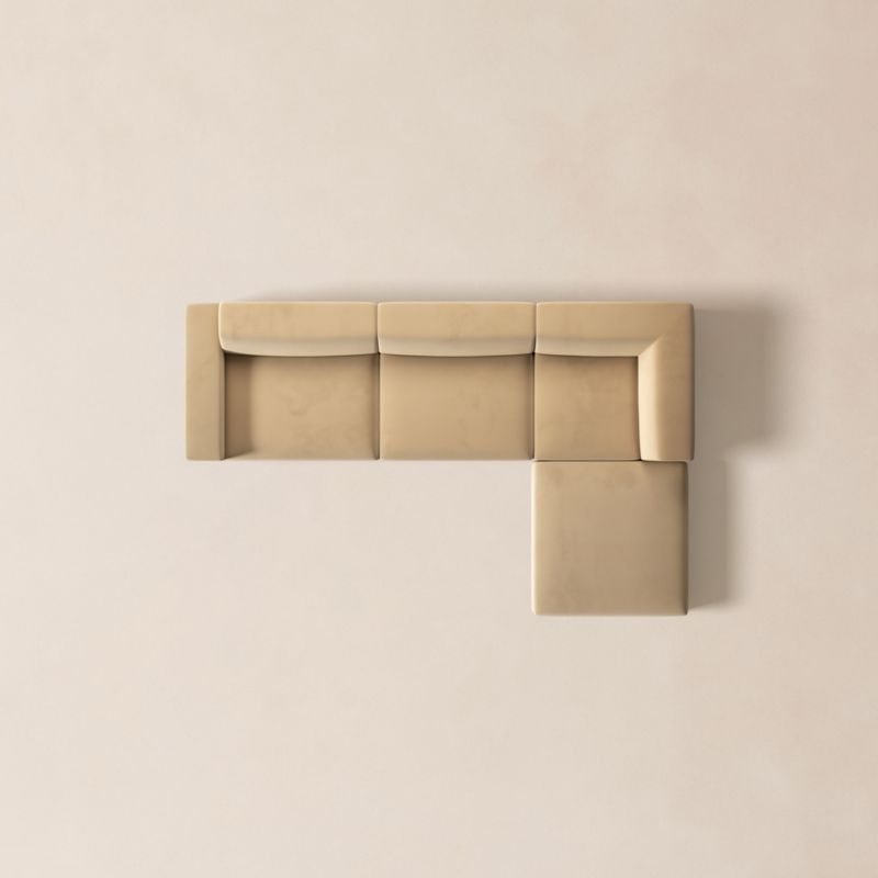 Faible 4-Piece Wheat Performance Velvet Deep Depth Sectional Sofa with Left-Arm - image 11 of 14