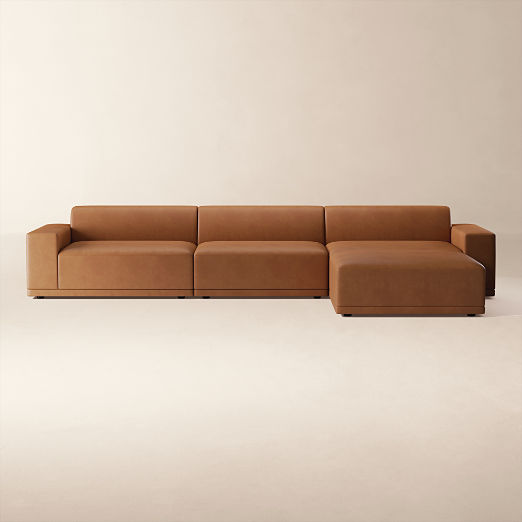 Faible Deep Depth 4-Piece Leather Sectional Sofa