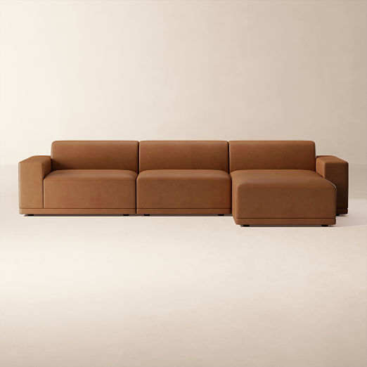 Faible Standard Depth 4-Piece Leather Sectional Sofa