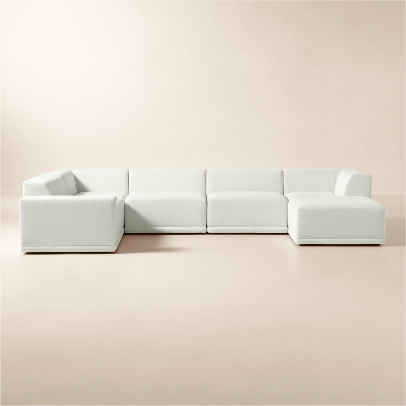Faible 6-Piece U-Shaped White Performance Linen Standard Depth Sectional Sofa with Left Arm - image 0 of 15