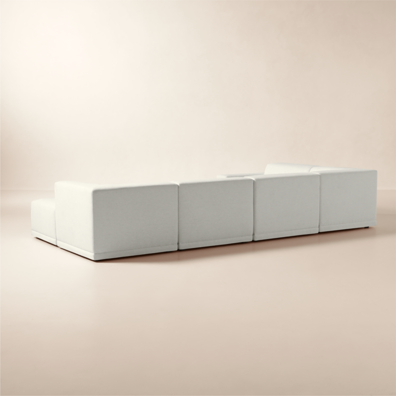 Faible 6-Piece U-Shaped White Performance Linen Standard Depth Sectional Sofa with Right Arm - image 6 of 16