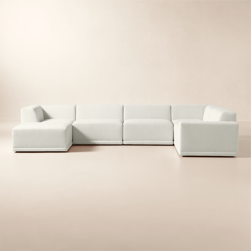 Faible 6-Piece U-Shaped White Performance Linen Standard Depth Sectional Sofa with Right Arm - image 0 of 16
