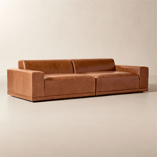 Faible Deep Depth 2-Piece Leather Sectional Sofa