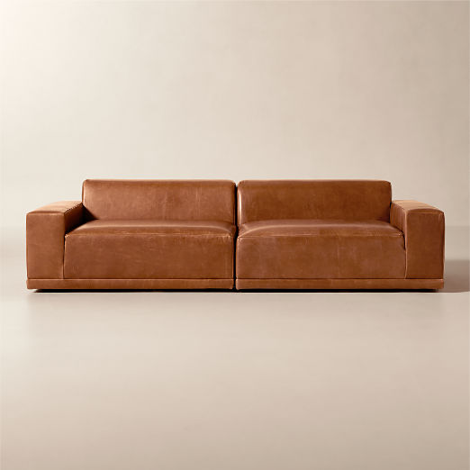 Faible Deep Depth 2-Piece Leather Sectional Sofa