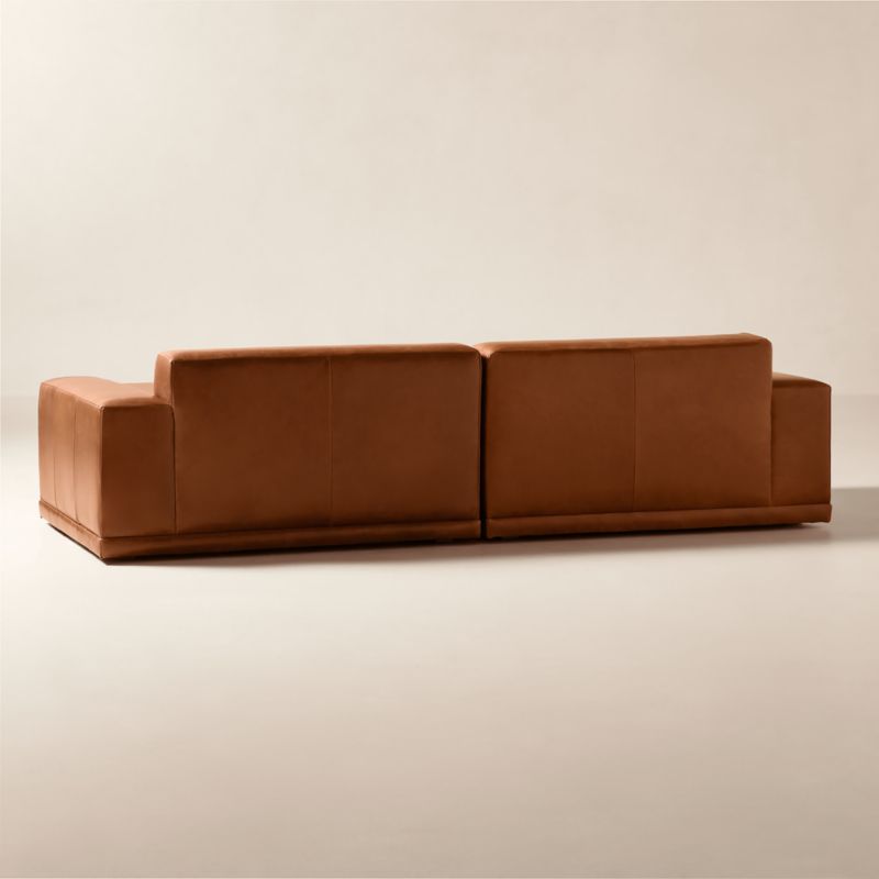 Faible Deep Depth 3-Piece Leather Sectional Sofa with Ottoman - image 4 of 7