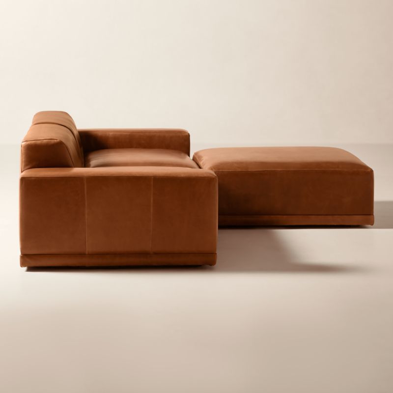Faible Deep Depth 3-Piece Leather Sectional Sofa with Ottoman - image 3 of 7