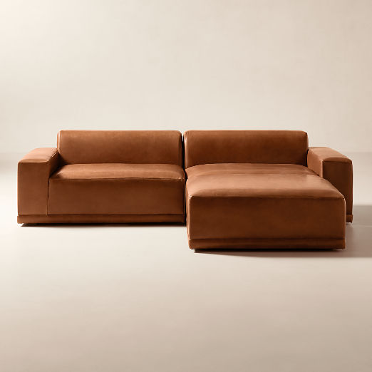 Faible Deep Depth 3-Piece Leather Sectional Sofa with Ottoman