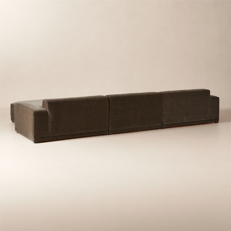 Faible 4-Piece Modular Grey Performance Velvet Deep Depth Sectional Sofa - image 4 of 9