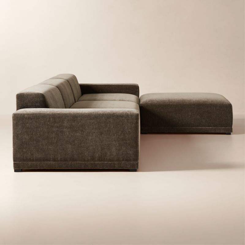 Faible 4-Piece Modular Grey Performance Velvet Deep Depth Sectional Sofa - image 3 of 9