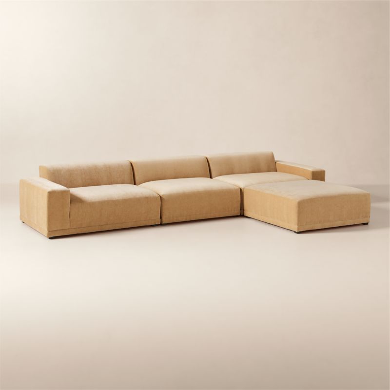 Faible 4-Piece Modular Wheat Performance Chenille Deep Depth Sectional Sofa - image 2 of 9