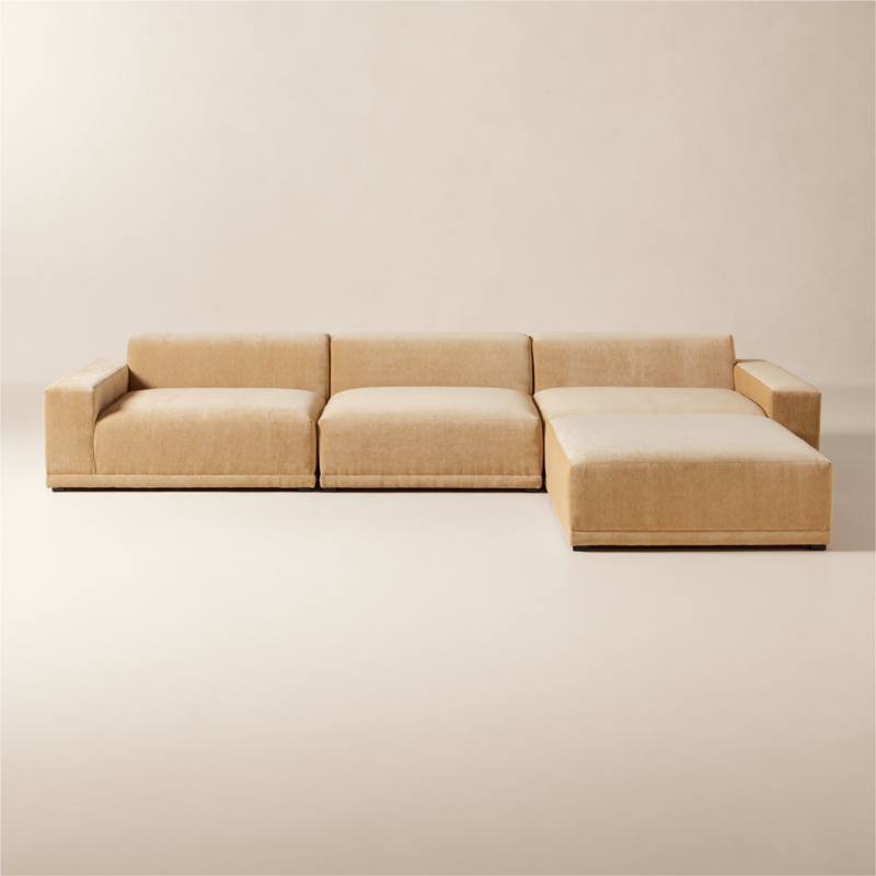 Faible 4-Piece Modular Wheat Performance Chenille Deep Depth Sectional Sofa - image 0 of 11