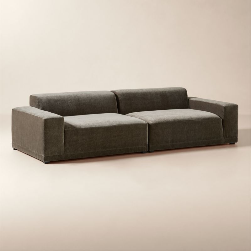 Faible 2-Piece Grey Performance Velvet Deep Depth Sectional Sofa - image 2 of 8