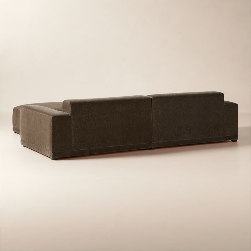 Faible 3-Piece Grey Performance Velvet Deep Depth Sectional Sofa with Ottoman - image 3 of 7