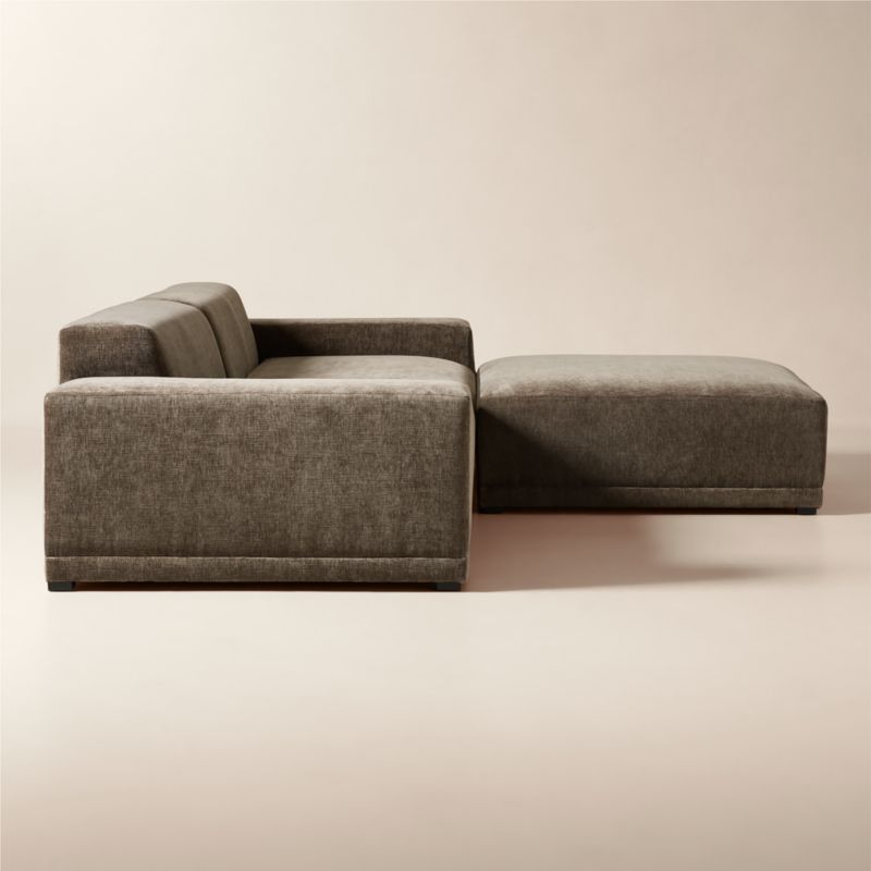 Faible 3-Piece Grey Performance Velvet Deep Depth Sectional Sofa with Ottoman - image 2 of 7