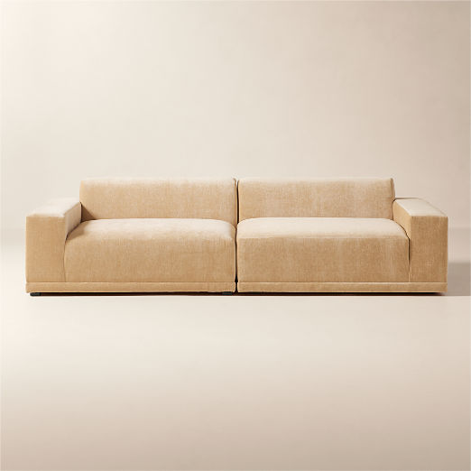 Faible 2-Piece Wheat Performance Chenille Deep Depth Sectional Sofa
