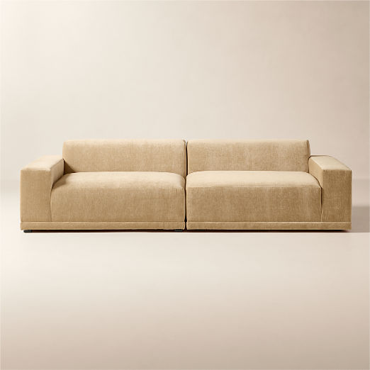 Faible 2-Piece Wheat Performance Chenille Deep Depth Sectional Sofa
