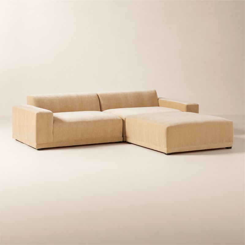 Faible 3-Piece Wheat Performance Chenille Deep Depth Sectional Sofa with Ottoman - image 2 of 8