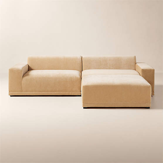 Faible 3-Piece Wheat Performance Chenille Deep Depth Sectional Sofa with Ottoman