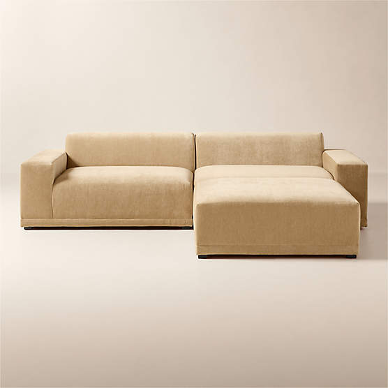Faible 3-Piece Wheat Performance Chenille Deep Depth Sectional Sofa with Ottoman