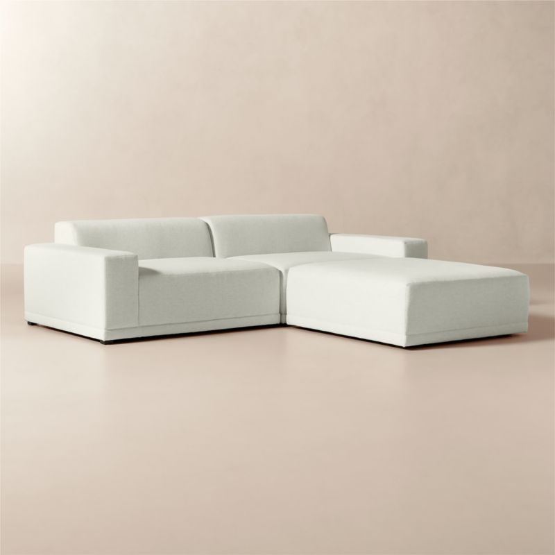 Faible 3-Piece White Performance Fabric Deep Depth Sectional Sofa with Ottoman - image 2 of 8