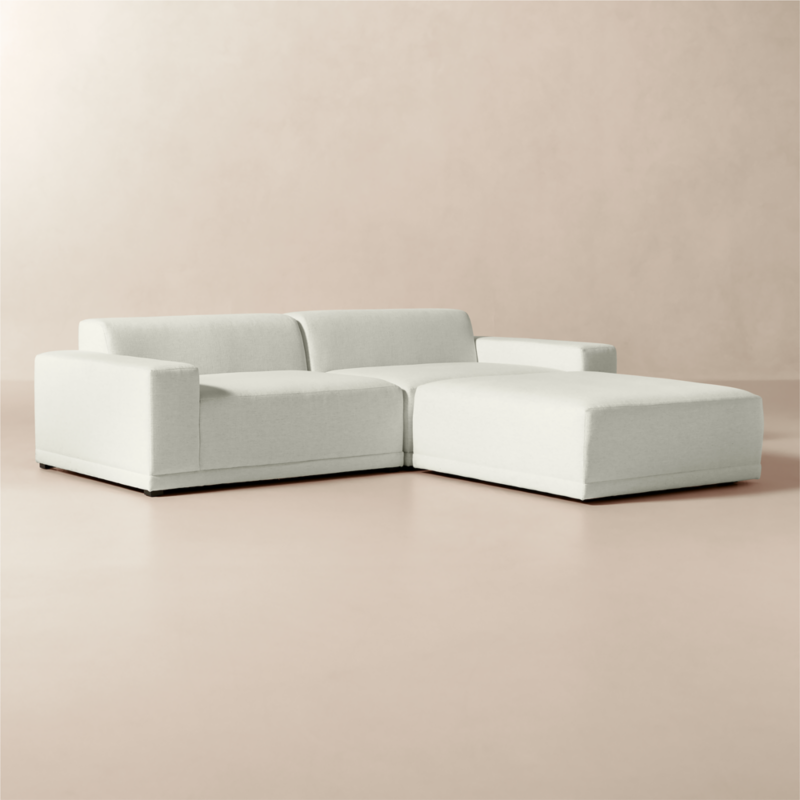 Faible 3-Piece White Performance Fabric Deep Depth Sectional Sofa with Ottoman - image 2 of 10