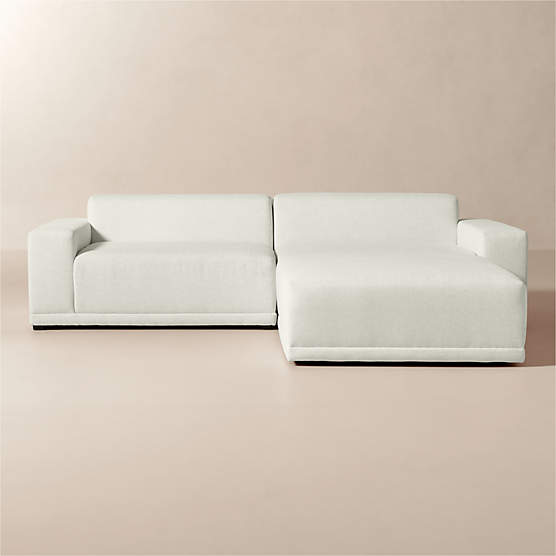Faible 3-Piece White Performance Fabric Deep Depth Sectional Sofa with Ottoman