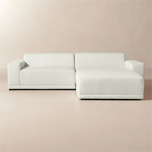Faible 3-Piece White Performance Fabric Deep Depth Sectional Sofa with Ottoman