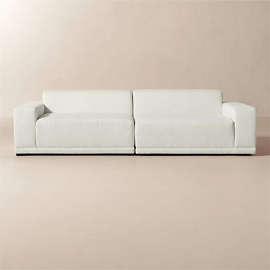 Faible 2-Piece White Performance Fabric Deep Depth Sectional Sofa