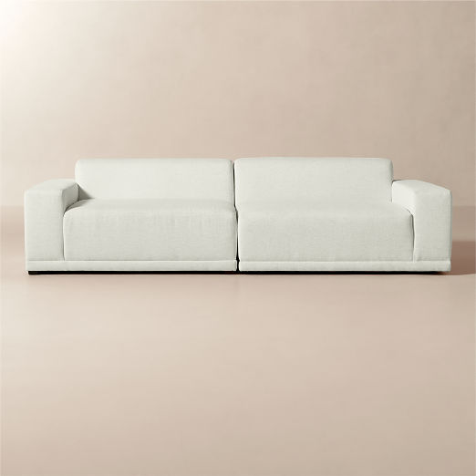 Faible 2-Piece White Performance Fabric Deep Depth Sectional Sofa