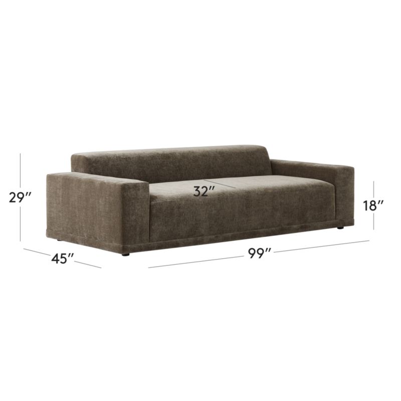 View Faible 100" Grey Performance Velvet Sofa - image 3 of 9