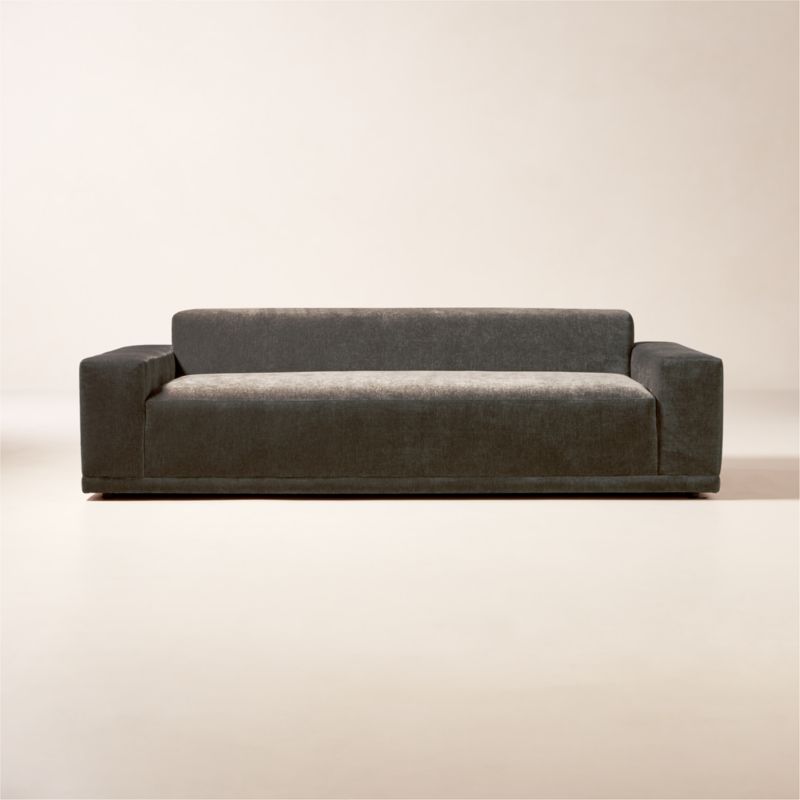 Faible 100" Grey Performance Velvet Sofa - image 0 of 8