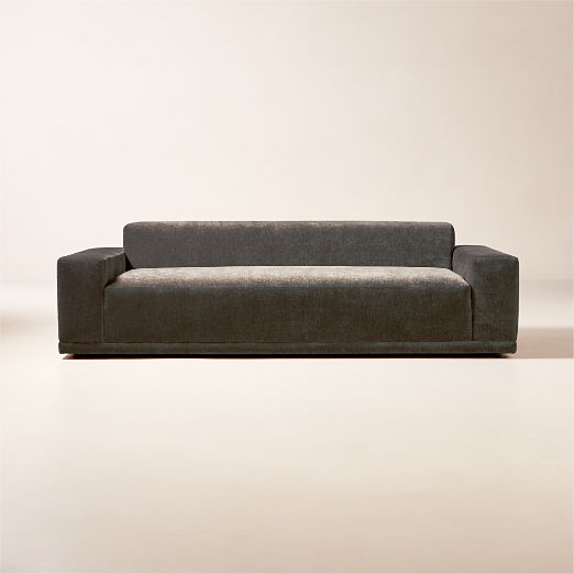 Faible 100" Grey Performance Velvet Sofa