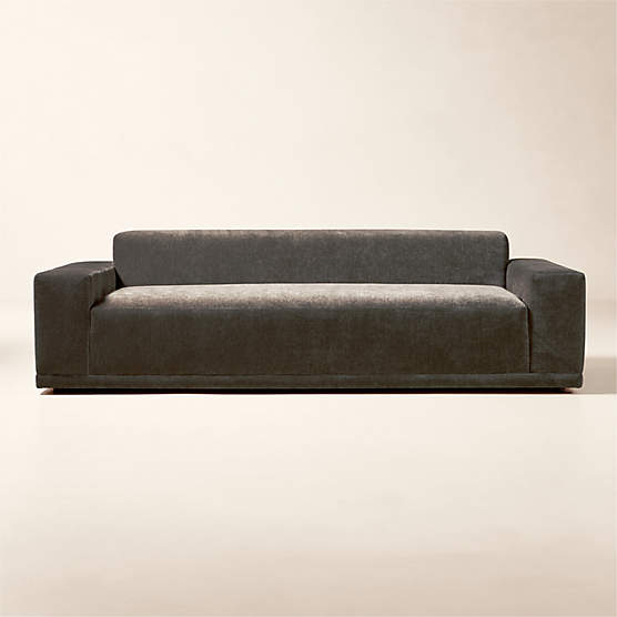 Faible 100" Grey Performance Velvet Deep Depth Sofa