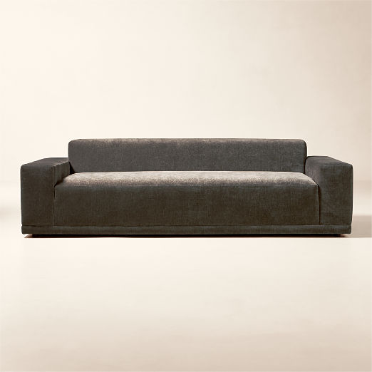Faible 100" Grey Performance Velvet Deep Depth Sofa