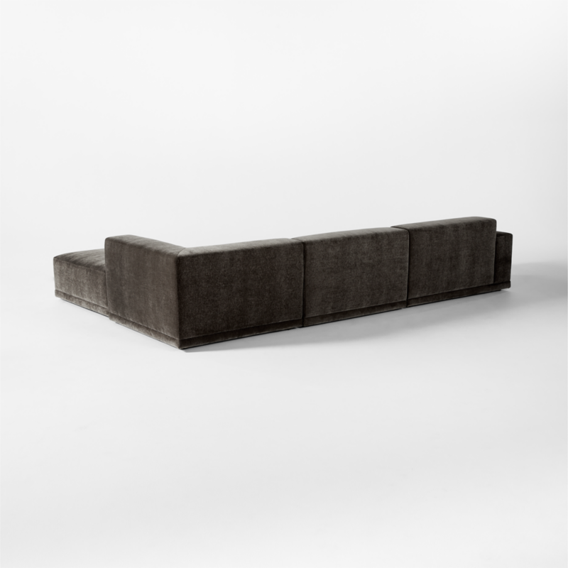 Faible 4-Piece Grey Performance Velvet Deep Depth Sectional Sofa with Left-Arm - image 7 of 15