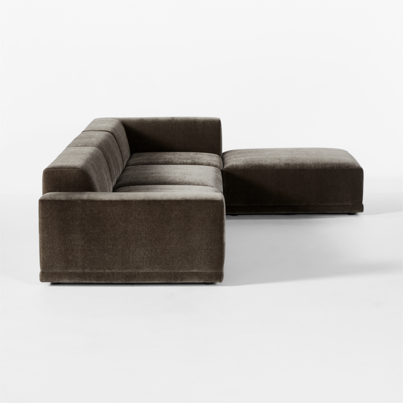 Faible 4-Piece Grey Performance Velvet Deep Depth Sectional Sofa with Left-Arm - image 6 of 15