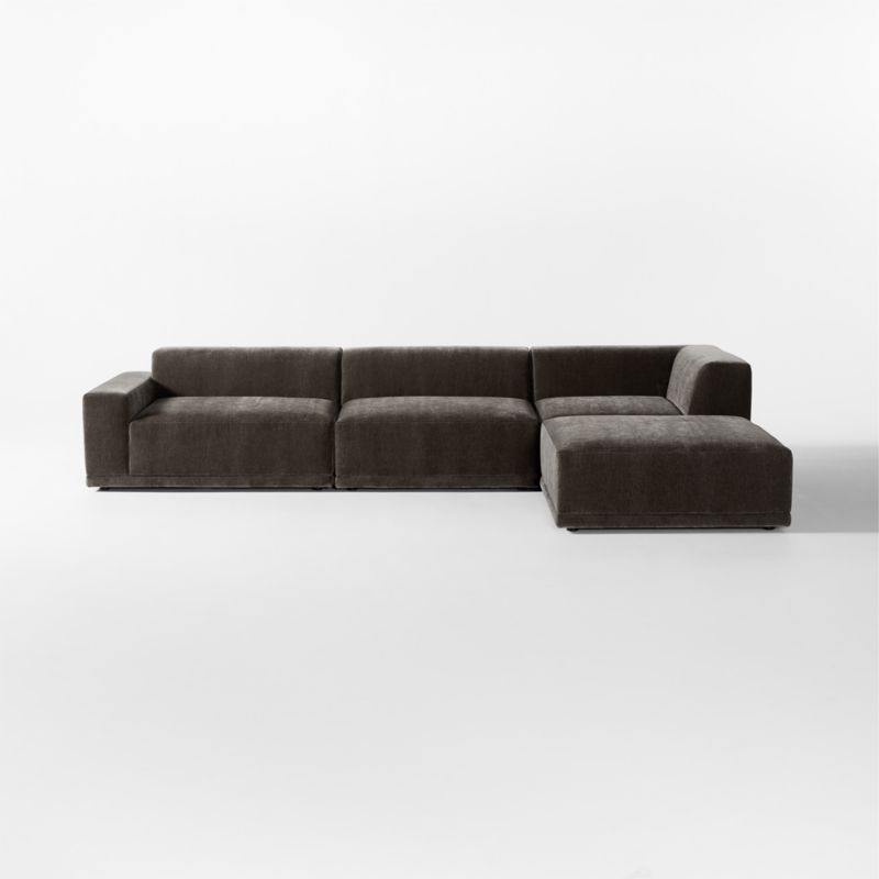 Faible 4-Piece Grey Performance Velvet Sectional Sofa with Left-Arm - image 5 of 10