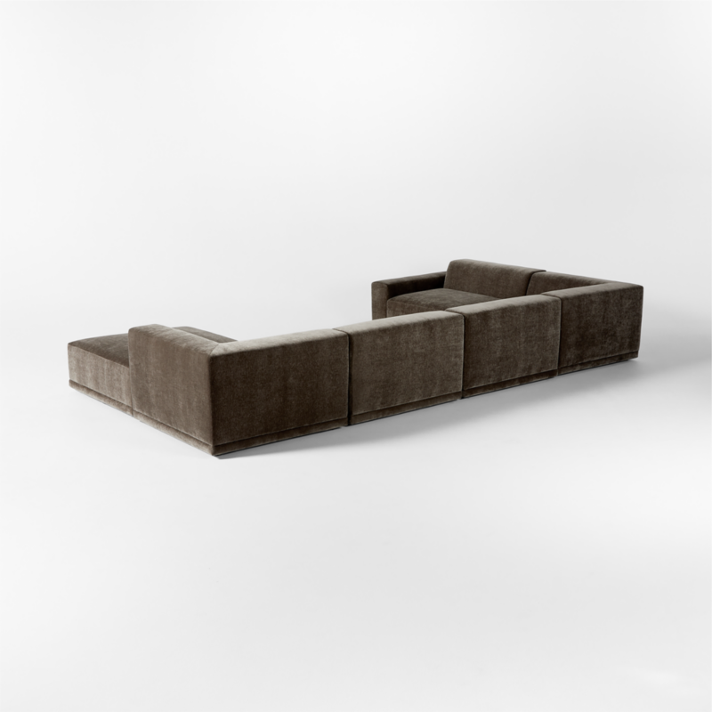 Faible 6-Piece U-Shaped Grey Performance Velvet Deep Depth Sectional Sofa with Left-Arm - image 7 of 14