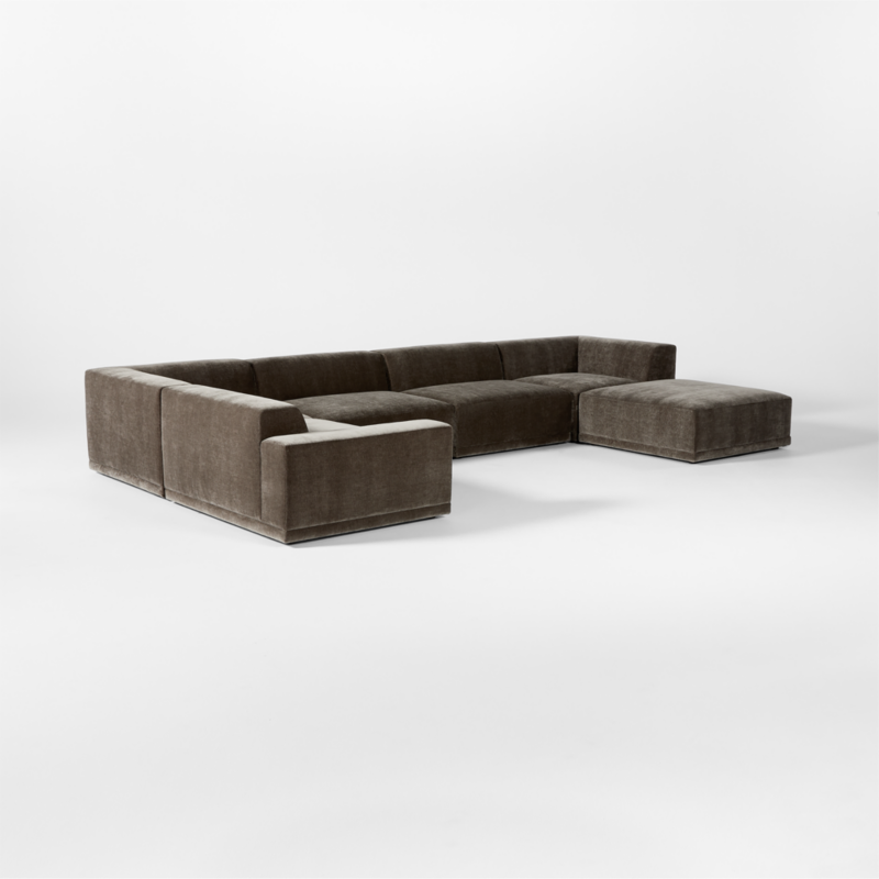 Faible 6-Piece U-Shaped Grey Performance Velvet Deep Depth Sectional Sofa with Left-Arm - image 5 of 14