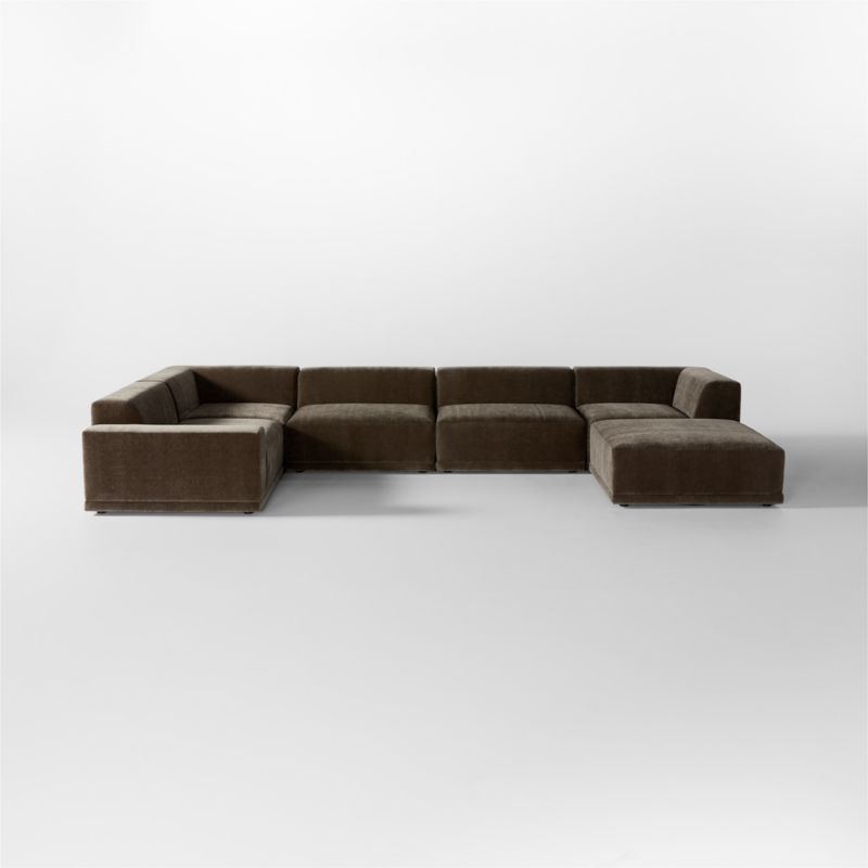 Faible 6-Piece U-Shaped Grey Performance Velvet Sectional Sofa with Left-Arm - image 5 of 9