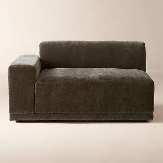 Faible Grey Performance Velvet Deep Depth Left-Arm Chair