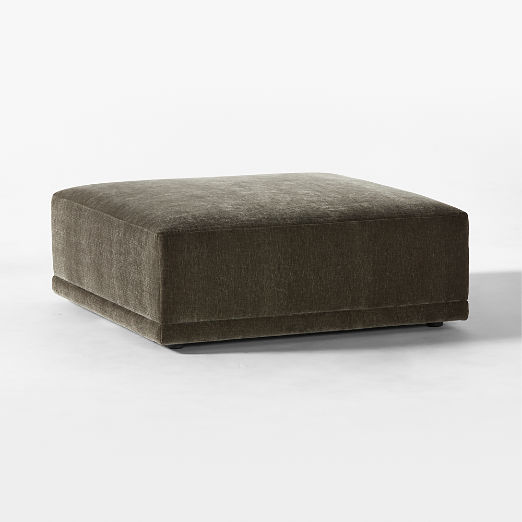 Faible Grey Performance Velvet Ottoman