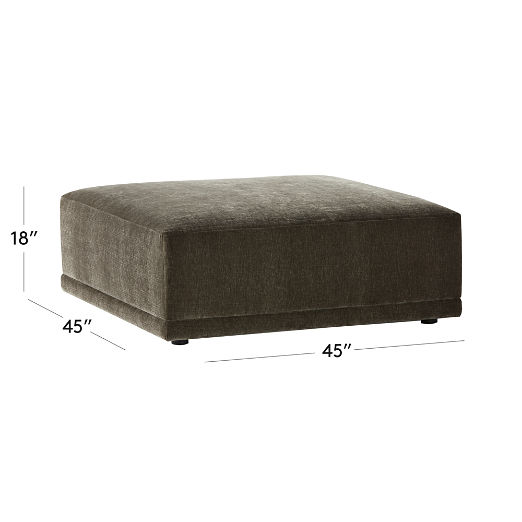 Faible Grey Performance Velvet Ottoman