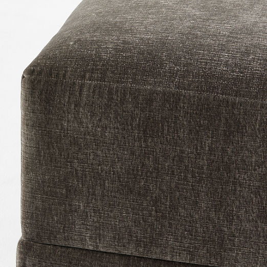 Faible Grey Performance Velvet Ottoman