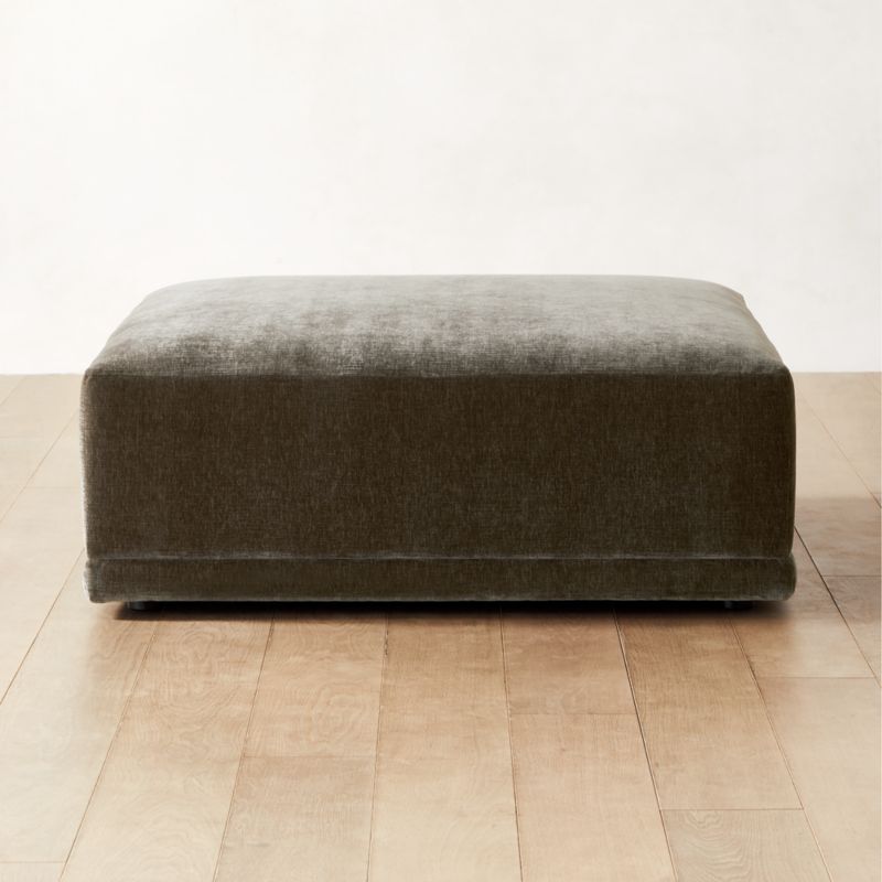 Faible Grey Performance Velvet Ottoman - image 0 of 7