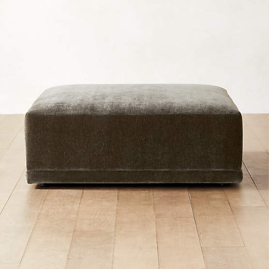 Faible Grey Performance Velvet Ottoman